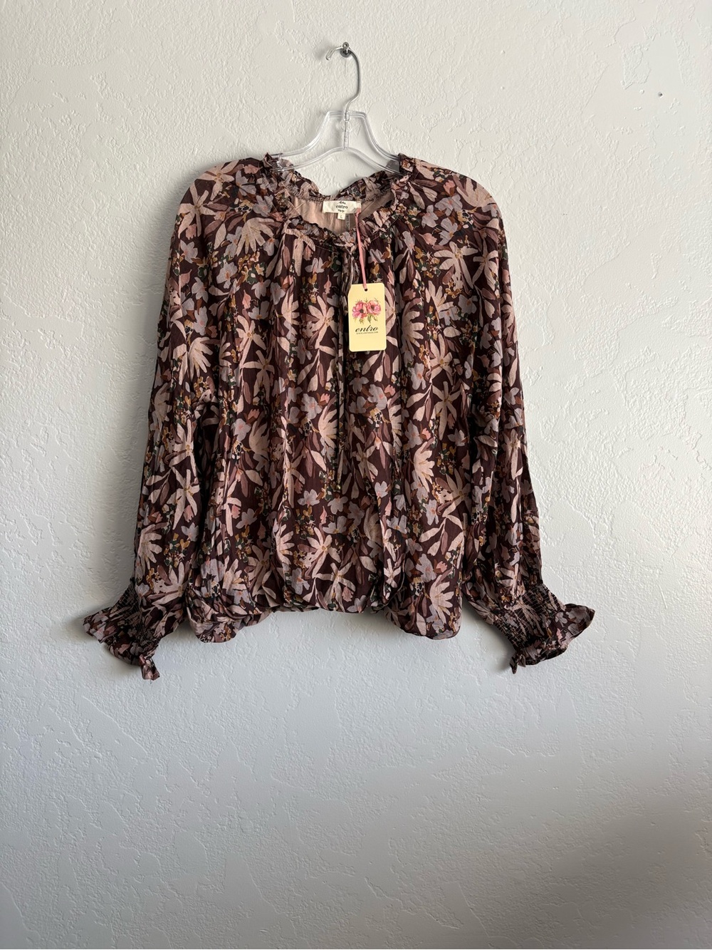❤️NEW entro Floral Peasant Blouse Brown